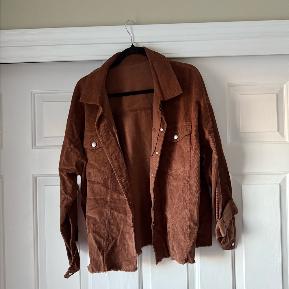 Brown Corduroy Button-Up Jacket